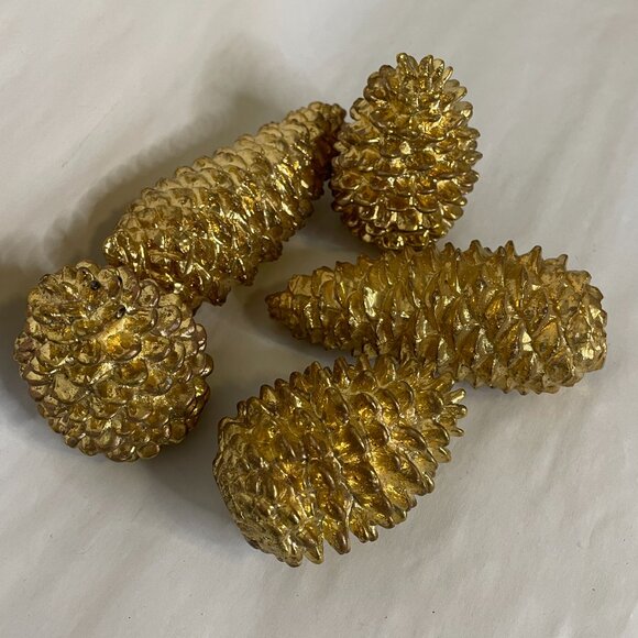 Department 56 Gold-Tone Pinecones (Set of 5) Perfect for Winter or Christmas - Picture 2 of 7